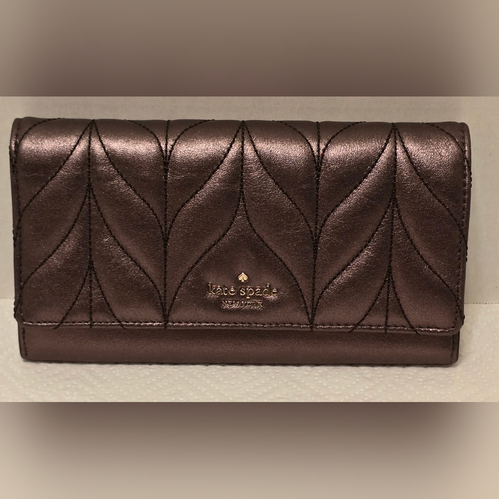 Kate Spade Briar Lane Metallic Oak Wallet Clutch.